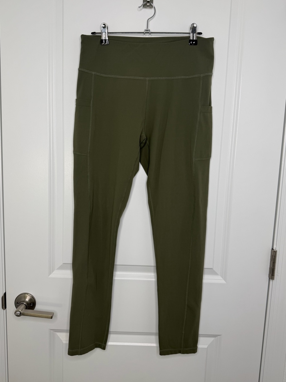 Olive Green High Waisted Pocket Leggings Size L
